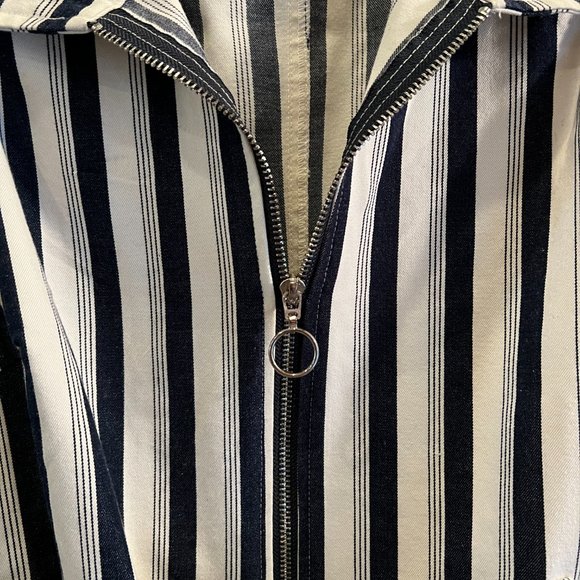 Retro Striped Belted Mini Dress with Zipper - Sz M - Picture 4 of 6